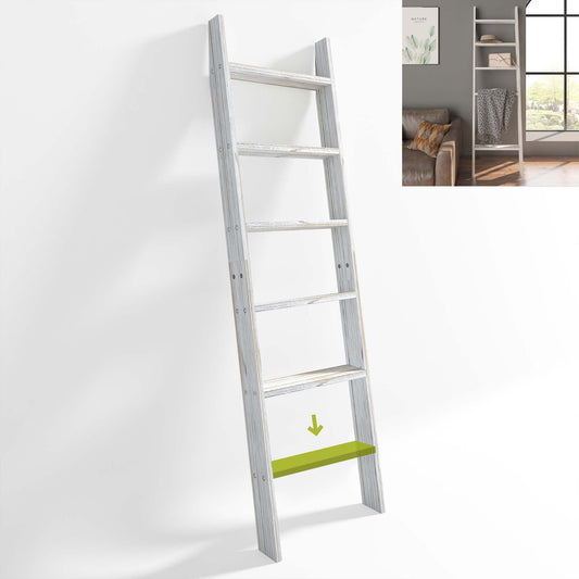 AKTOP Rustic Blanket Ladder 63 Inch, Adjustable Wood Blankets Holder Rack for Farmhouse Home Decor, 5-Tier Wall Leaning Ladders, Ladder Shelf Stand for Livingroom, Bedroom, Bathroom