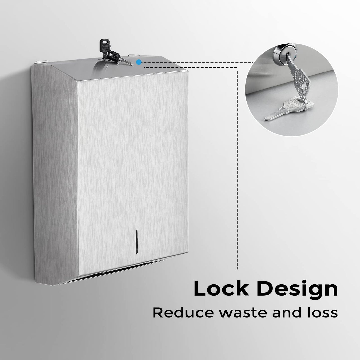 Paper Towel Dispenser Wall Mount - Multifold Trifold Paper Towel Dispensers, Large Capacity Stainless Steel Tissue Holder, Suitable for Bathrooms and Public Places