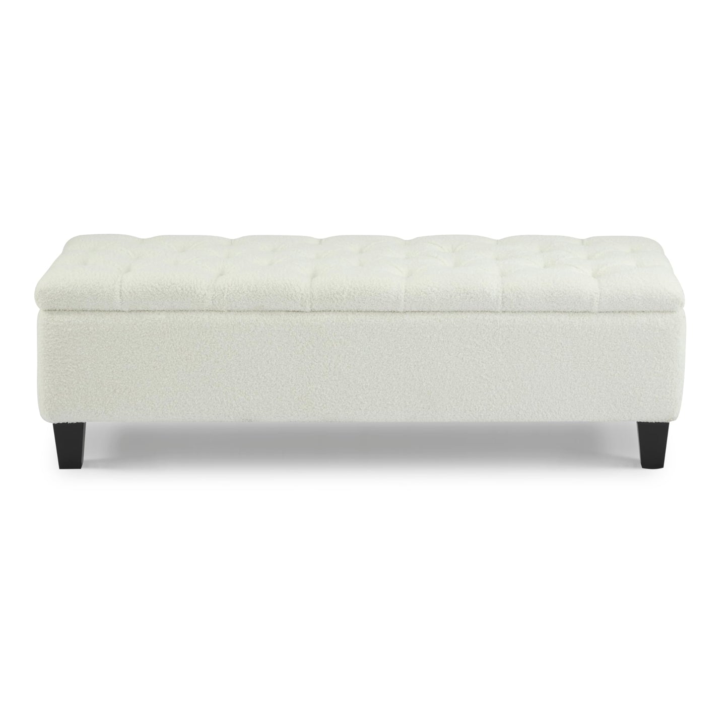 Christopher Knight Home Ottilie Boucle Fabric Storage Ottoman Bench, Wooden Rectangular Ottoman with Storage, Bedroom End of Bed Foot Stool, Entryway Ottoman Footrest, Living Room Extra Seat, White