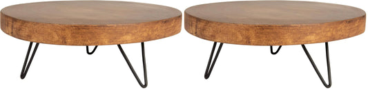 Creative Co-Op Decorative Paulownia Wood Pedestal, Dark Brown (Pack of 2)