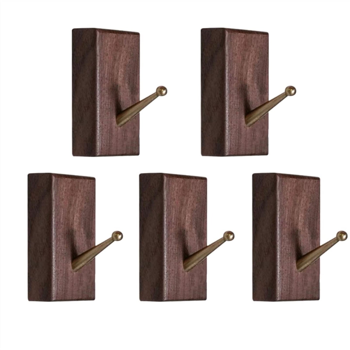 GAORUIFENG Wall Mounted Coat Rack Wood Hooks, Light Luxury Creative Coat Hooks, Brass Wooden Coat Hangers, Used for Porch, Bedroom, Living Room Coat Rack Coat Rack Tree (Color : Natural) (Brown)