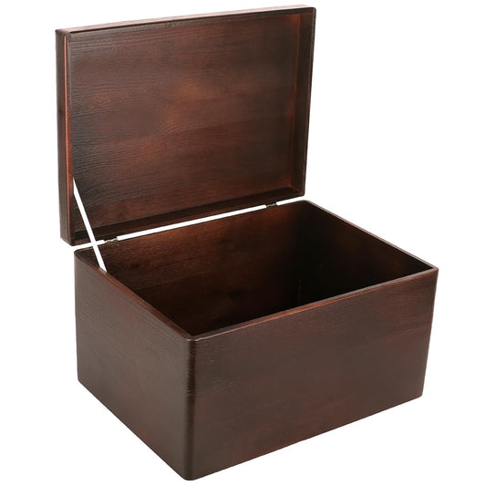 Creative Deco Large Brown Wooden Box Storage with Hinged Lid | 15.8x11.8x9.44in (+-0.5) | Keepsake Decorative Gift Box | Acacia-Like Wood Chest Trunk PRODUCT NOT INTENDED FOR 15 YEARS OR BELOW