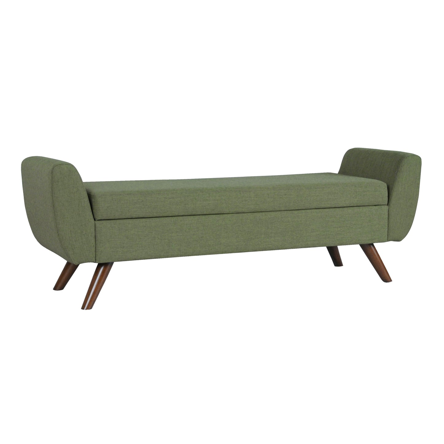 HomePop 60" Modern Storage Bench with Wood Legs - Olive Green Woven
