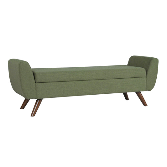 HomePop 60" Modern Storage Bench with Wood Legs - Olive Green Woven