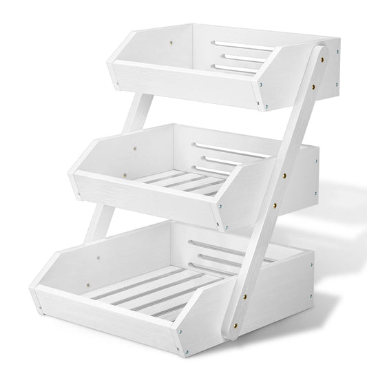 G.a HOMEFAVOR Fruit Basket for Kitchen, 3-Tier Fruit Bowl for Kitchen Counter, Vegetable Storage Stand for Fruit Shop, 15 mm Thickness (WHITE)