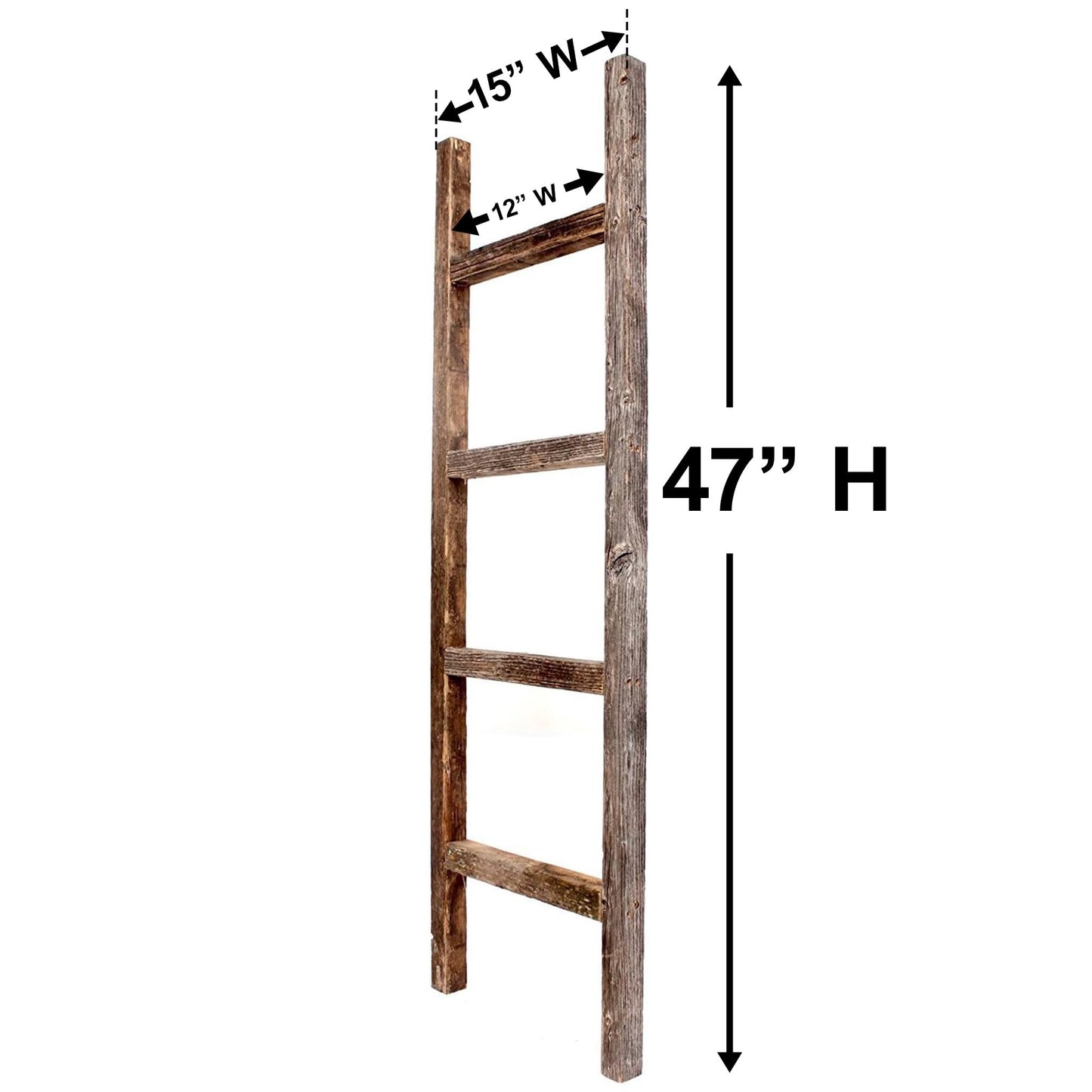 BarnwoodUSA Rustic Farmhouse Decorative Ladder - Our 47 inch Ladder can be Mounted Horizontally or Vertically and is Crafted from Upcycled Wood | No Assembly Required | Weathered Gray