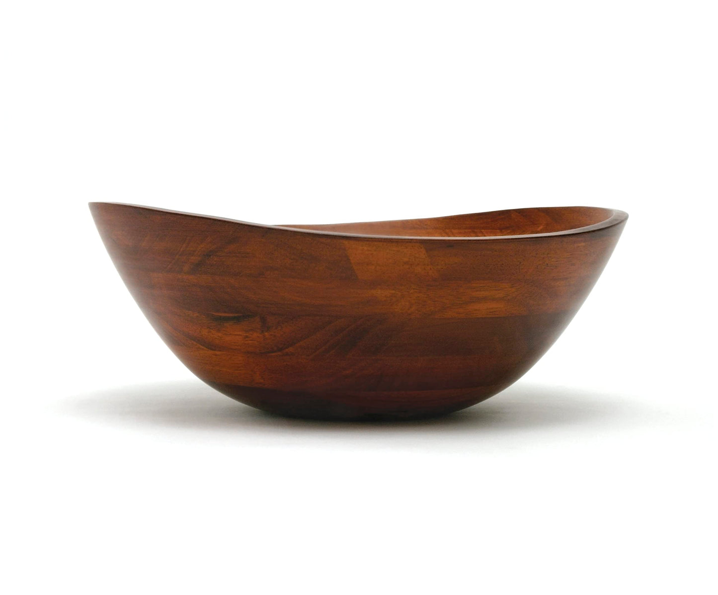 Lipper International 294 Cherry Finished Wavy Rim Serving Bowl for Fruits or Salads, Matte, Large, 13" x 12.5" x 5", Single Bowl