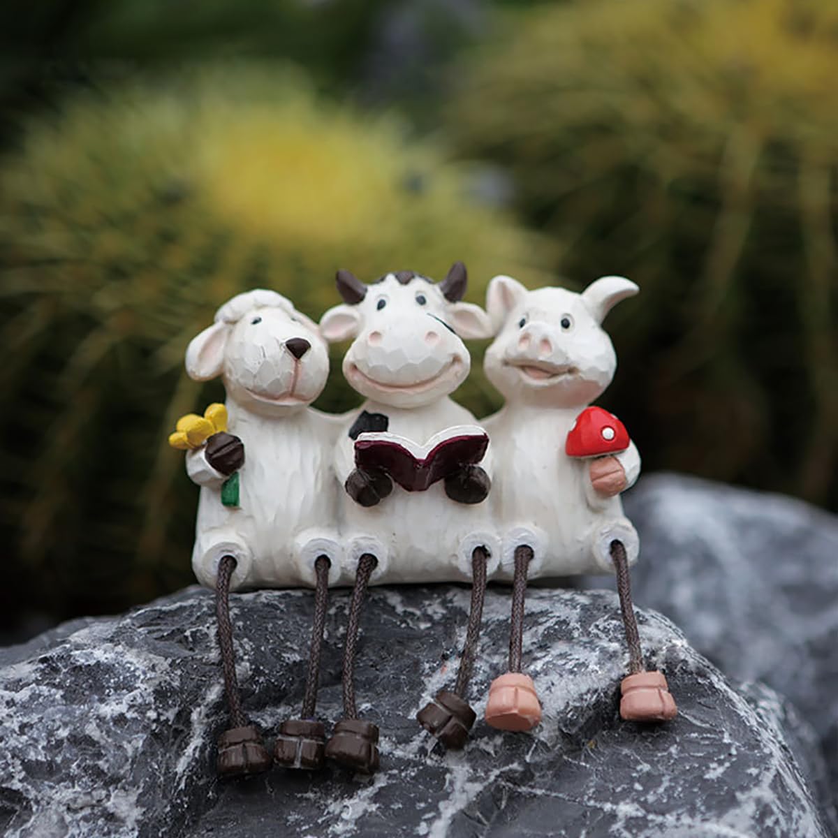 Semeid Cute Farm Animal Shelf Sitters with Dangling Legs
