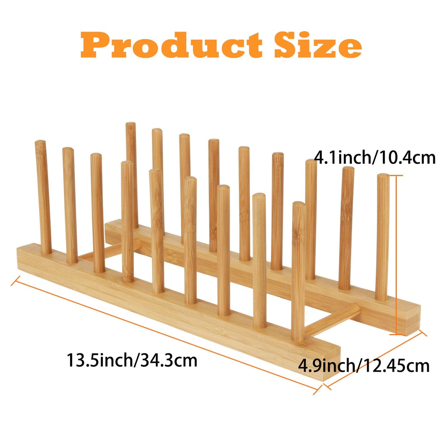 Yuixoseu 4 Pcs Bamboo Wooden Dish Drying Rack, Plate Organizer for Cabinet Space Saver and Kitchen Counter, Cutting Board Organizer for Pot Lid, Bowl, Cup, Book and More