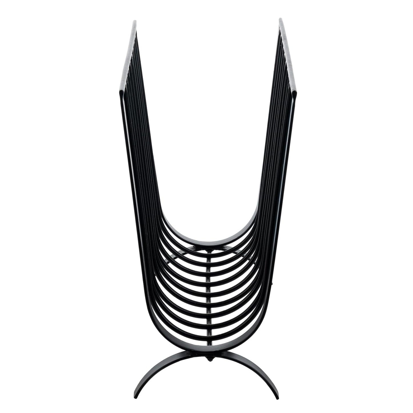 MyGift Matte Black Metal Magazine Rack, Deluxe Mid Century Wire Magazine Rack, Tabletop or Floor Standing Sling Basket for Magazines and Newspapers