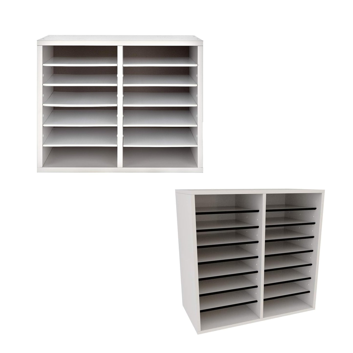 AdirOffice Wooden Literature Organizer Sorter (12 Compartment, White) Wooden Literature Organizer Sorter (16 Compartment, White) Bundle