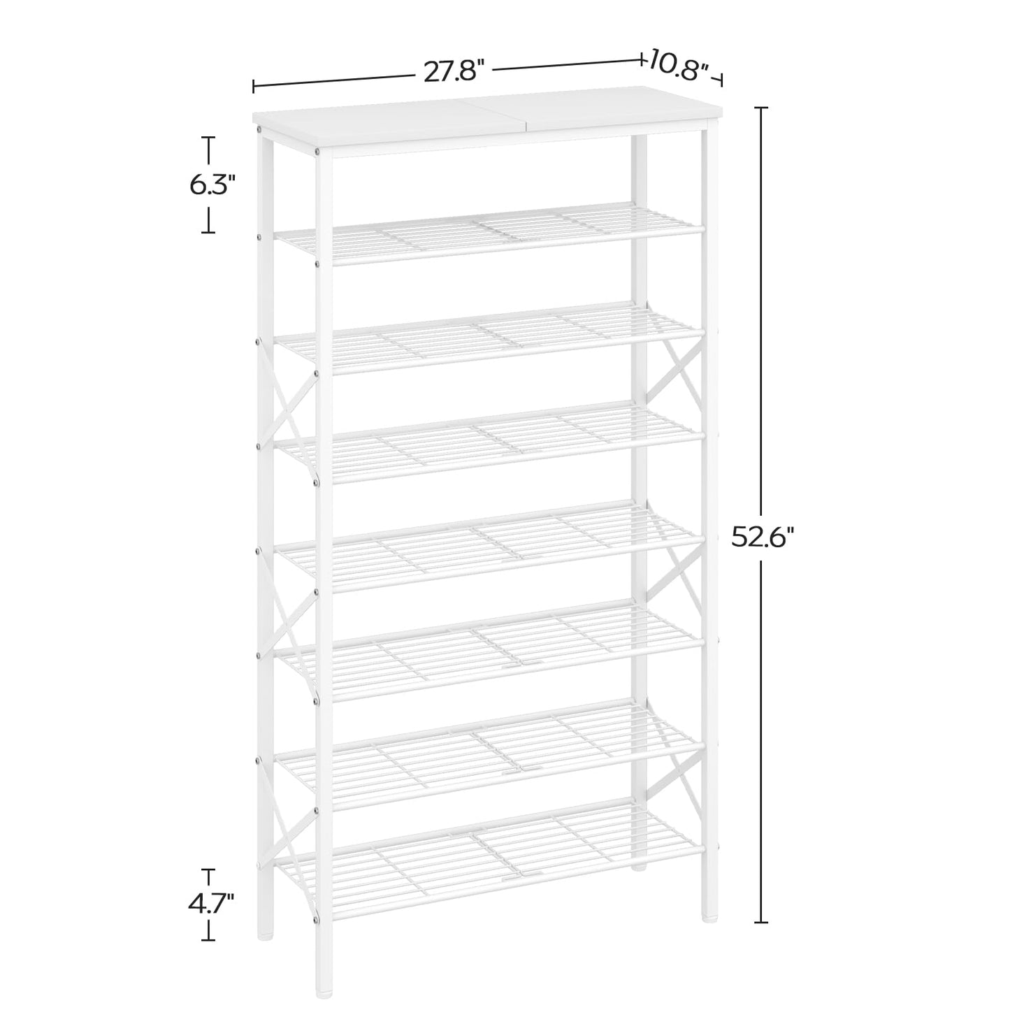 YATINEY 8 Tier Shoe Rack, Shoe Storage Organizer, Large Capacity Shoe Shelf Holds 32 Pairs of Shoes, Sturdy and Stable, for Entryway, Hallway, Closet, Dorm Room, White SS08WW