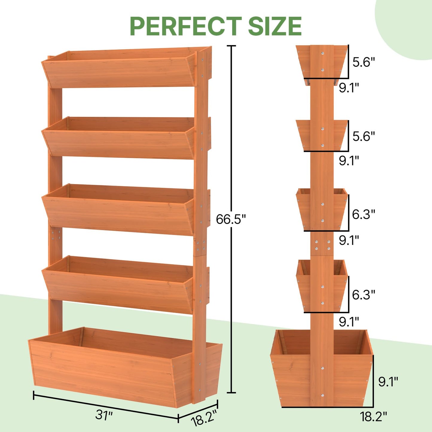 Suteck Vertical Wooden Raised Garden Bed, 5 Tier Garden Planters Freestanding Plant Stand Flower Rack Wooden Planter Box for Plants Flowers Herbs Vegetables Indoor Outdoor Gardening