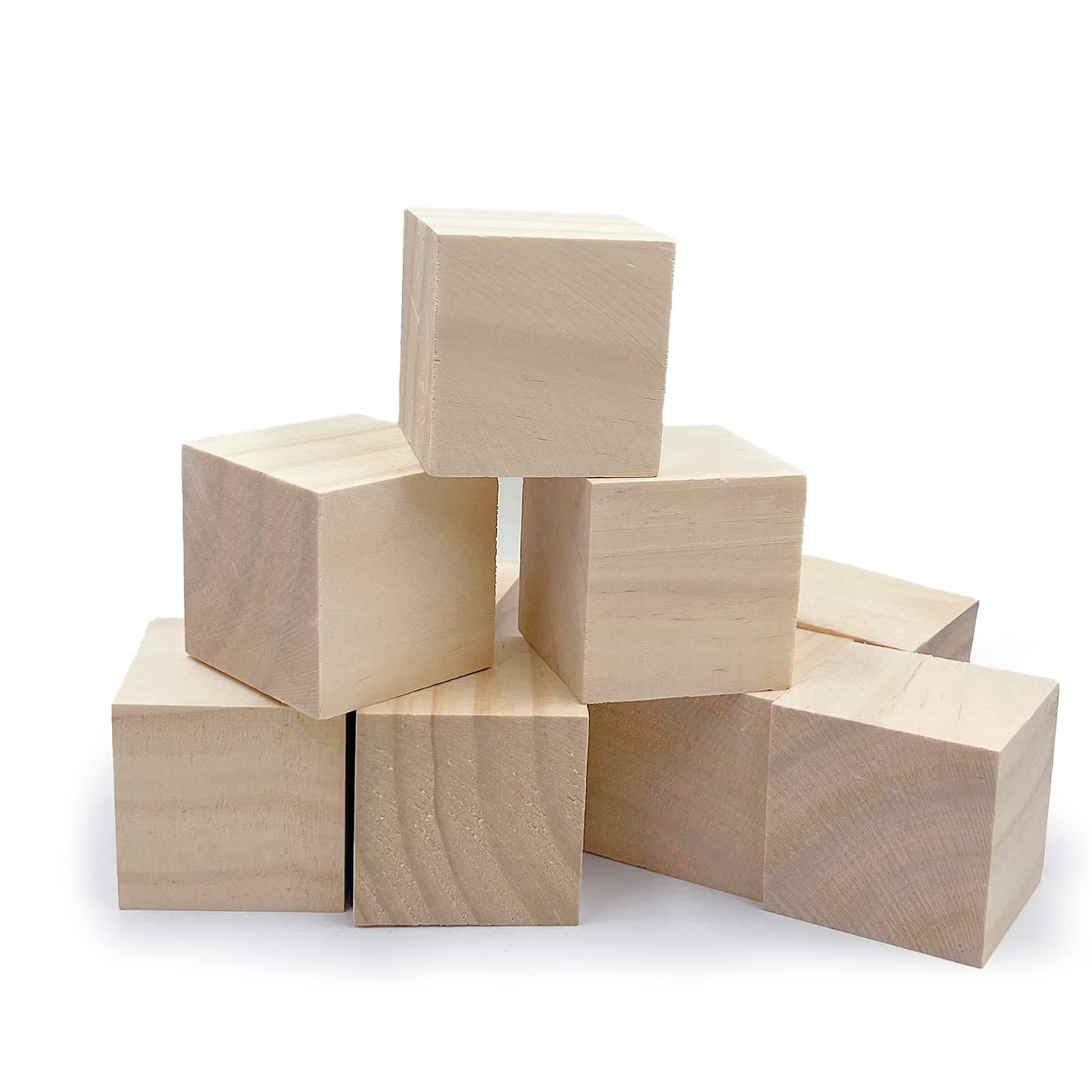 Wood Blocks for Crafts, Unfinished Wood Cubes, 2 Inch Natural Wooden Blocks, Pack of 8 Wood Square Blocks, Wooden Cubes for Arts and Crafts and DIY Projects