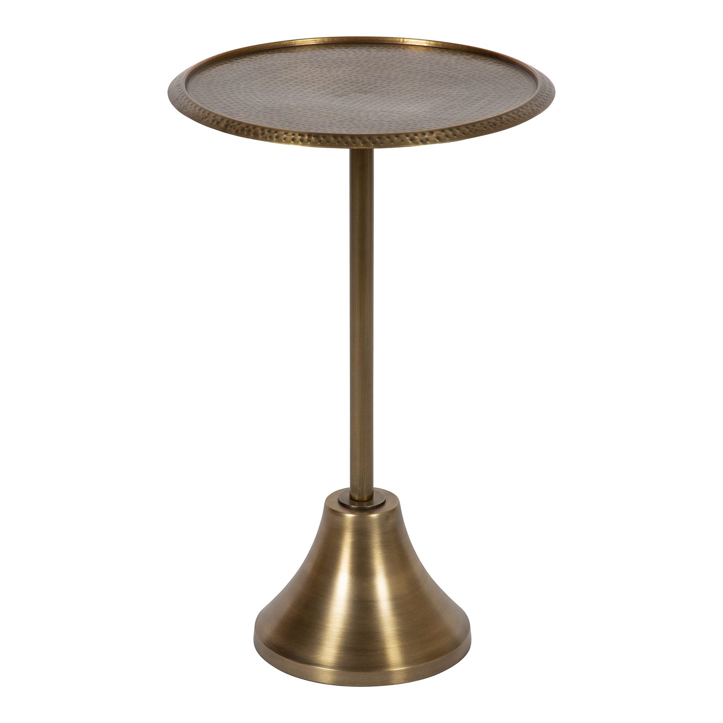 Kate and Laurel Sanzo Modern Round Pedestal Side Table, 15 x 15 x 24, Gold, Decorative End Table with Hammered Tabletop for Use as a Bedroom Nightstand or Living Room Accent