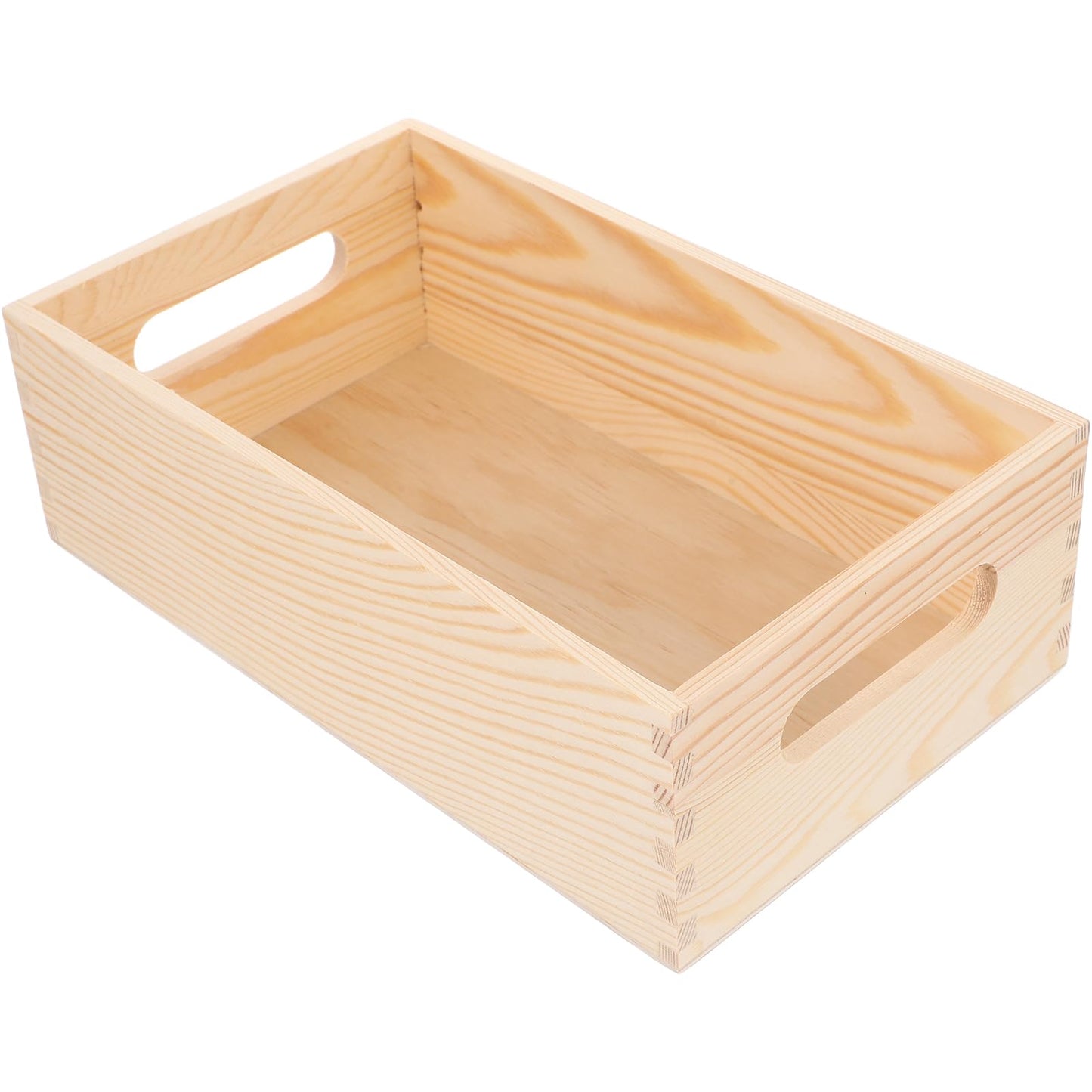 jojofuny Wooden Crate Storage Case Multi-use Tool Storage Box Portable with Side Handles, Small Open-Top Rustic Wood Organizer for Home, Office & Workshop