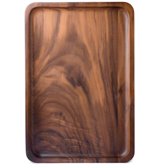Bamber Wood Serving Tray Wooden Decorative Coffee Tea Platter Black Walnut 13.4 x 9 Inches