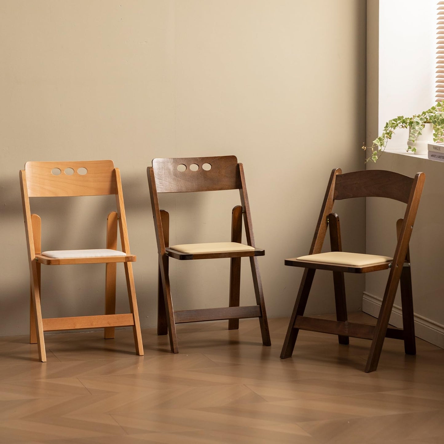 BYKXYW 4 Pack Series Fruitwood Wood Folding Chair with Soft Leather Cushion Suitable for Weddings Offices Outdoor Activities Factory Direct Sale Quality Assurance