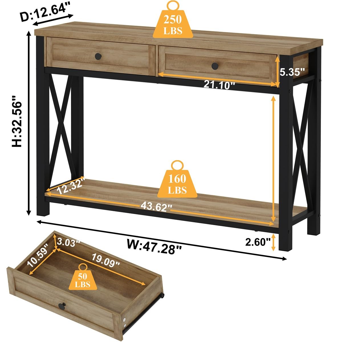 BON AUGURE 2-Piece Entryway Furniture Set, Console Table with Drawer and Coat Rack Hall Tree with Bench for Hallway or Living Room