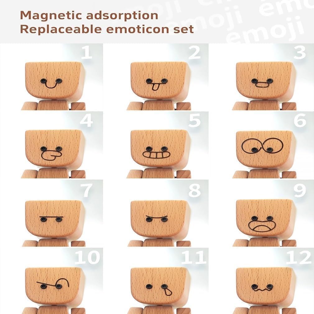 Froklic Shaking Wooden Man,Shaking Wooden Man Figurine with 12 Magnetic Expressions,3 Pcs Funny Dashboard Figurine,Handmade Wobble Doll for Car Accessories and Desk Decoration(3 Pcs)