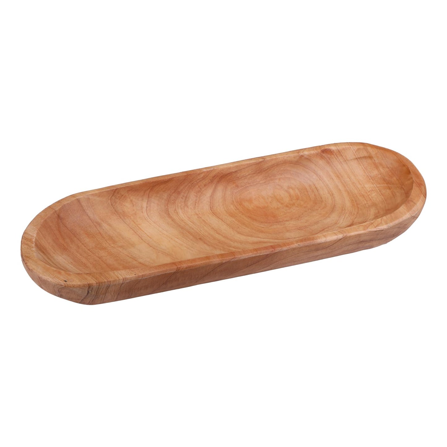 Wenrulgar 14.17" Middle Decorative Tray Wooden Fruit Bowl For Decor Oval Rustic Wooden Candle Holder Key Candy Tray For Decor Entry Table Kitchen Centerpiece