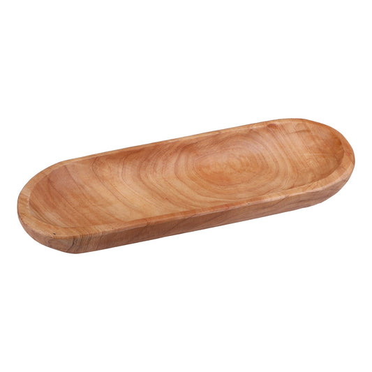 Wenrulgar 14.17" Middle Decorative Tray Wooden Fruit Bowl For Decor Oval Rustic Wooden Candle Holder Key Candy Tray For Decor Entry Table Kitchen Centerpiece