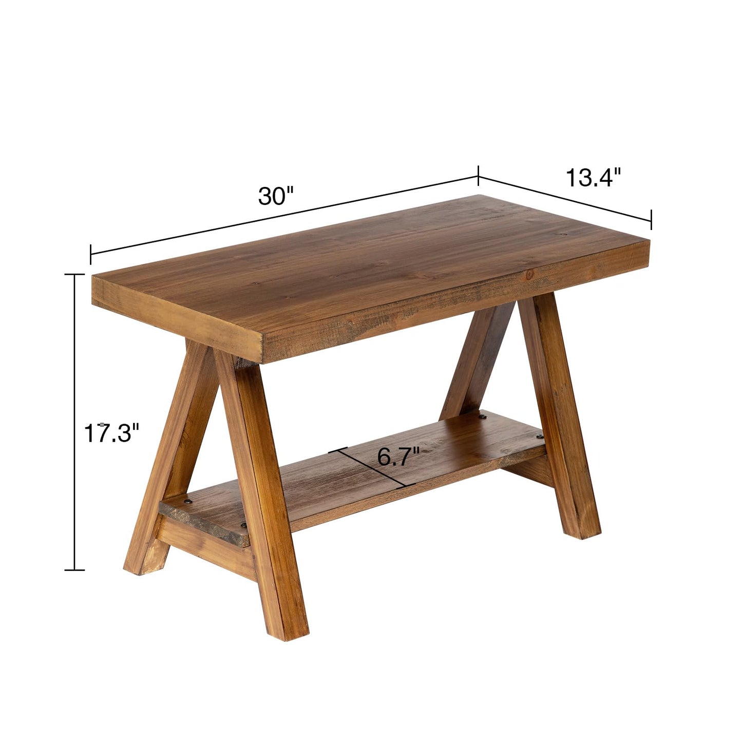 Wnutrees Farmhouse Wood Bench, Rustic Indoor Storage Bench for Entryway, Living Room, End of Bed, Original Solid Wood Construction