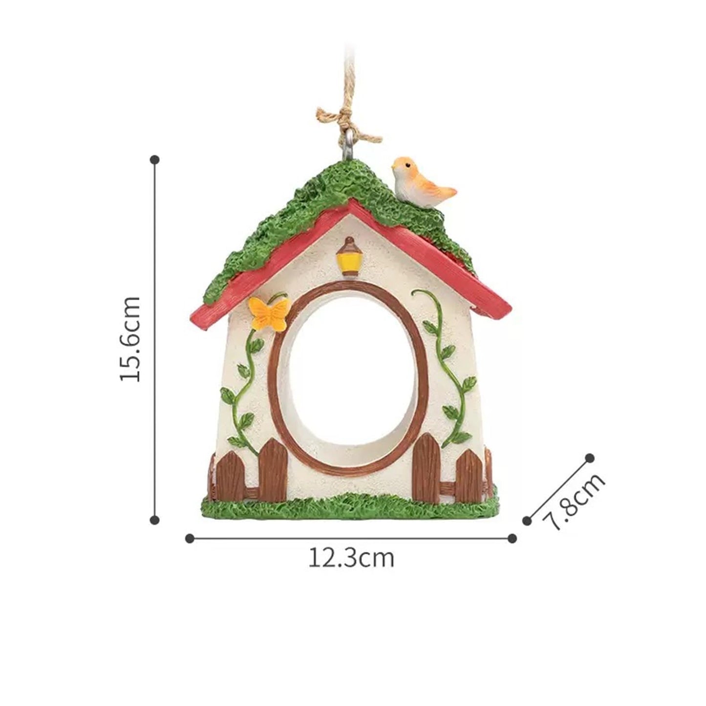 Bird Feeder House,Outdoor Hanging Bird's Nest, Hummingbird Houses,Wooden Fence Design, Butterfly and Bird Accents,Outdoor Hanging Design (Tengman Pattern)