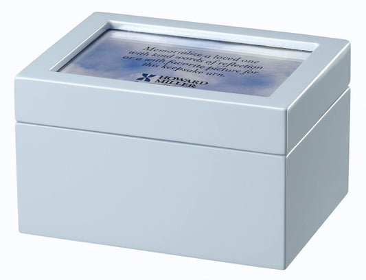 Howard Miller Memorial Wooden Keepsake Urn Chest for Human Ashes | Precious Blue High-Gloss Finish | Photo Frame Lid, Velvet Interior with Tray | 55 Cu In Capacity Memorial Box for Home Display