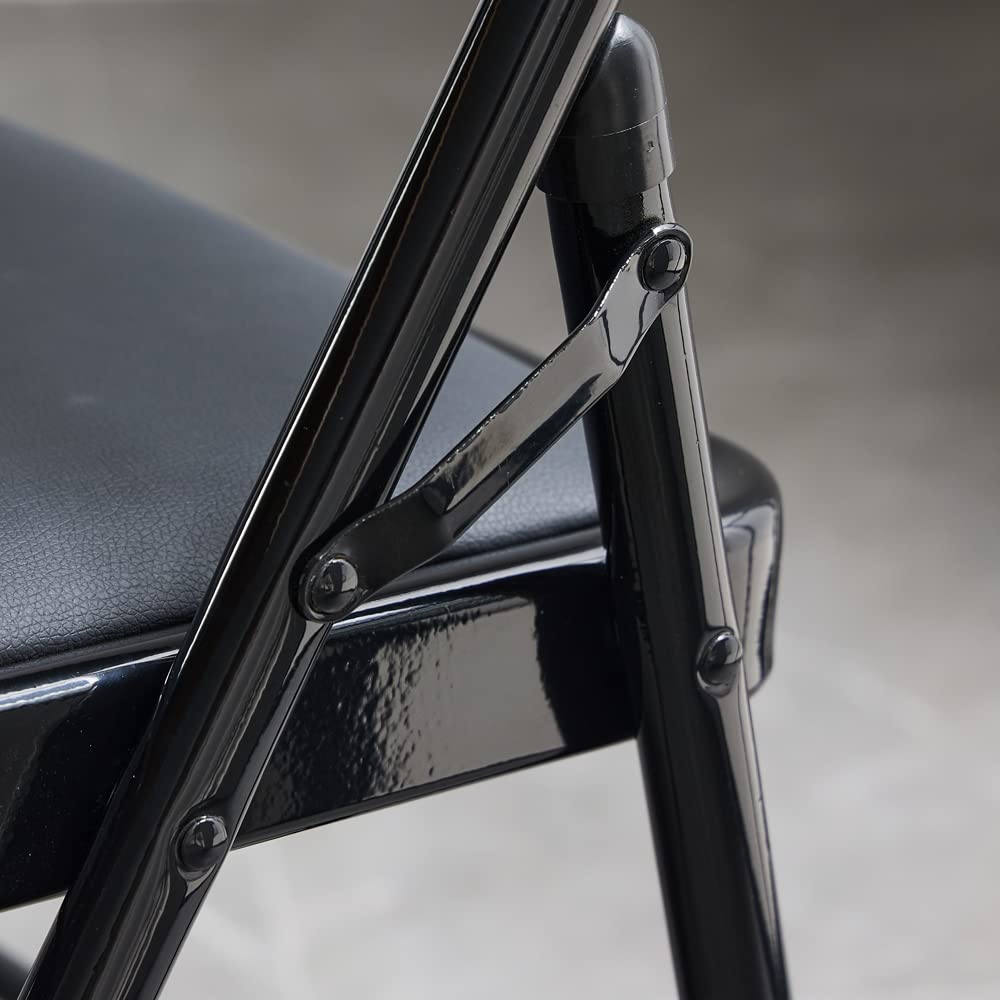 Karl home 4 Pack Black Folding Chairs with Padded Seats for Outdoor & Indoor, Portable Stackable Commercial Seat with Steel Frame for Events Office Wedding Party, 330lbs Capacity