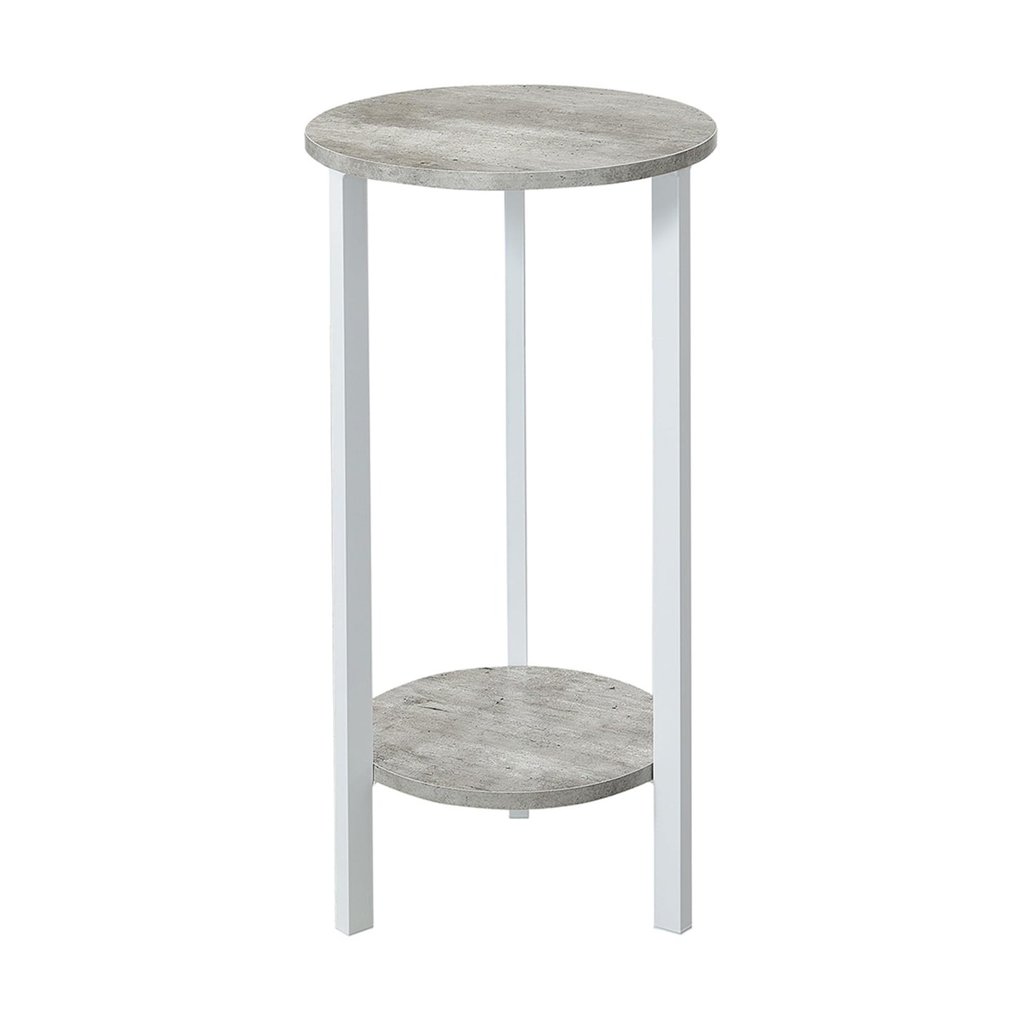 Convenience Concepts Graystone 2 Tier Tall Plant Stand 31" - Industrial Stand for Plants, Vases, and Antiques, Urban Modern Design for the Living Room, Hallway, Entryway, Faux Birch/White