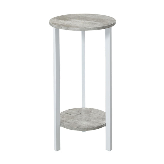 Convenience Concepts Graystone 2 Tier Tall Plant Stand 31" - Industrial Stand for Plants, Vases, and Antiques, Urban Modern Design for the Living Room, Hallway, Entryway, Faux Birch/White