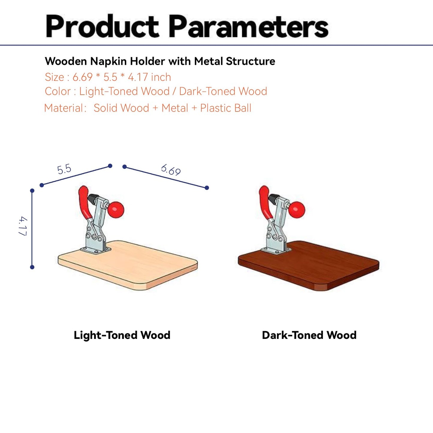 Wooden Napkin Holder with Metal Structure, Solid Wood Paper Towel Dispenser for Kitchen, Dining & Restaurant Tables, Modern Countertop Design (Light Wood)