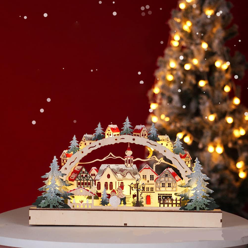 Stylebest Led,Christmas House Scene Wooden Christmas Village,Christmas Village Houses for Shopping Mall Window Decorations