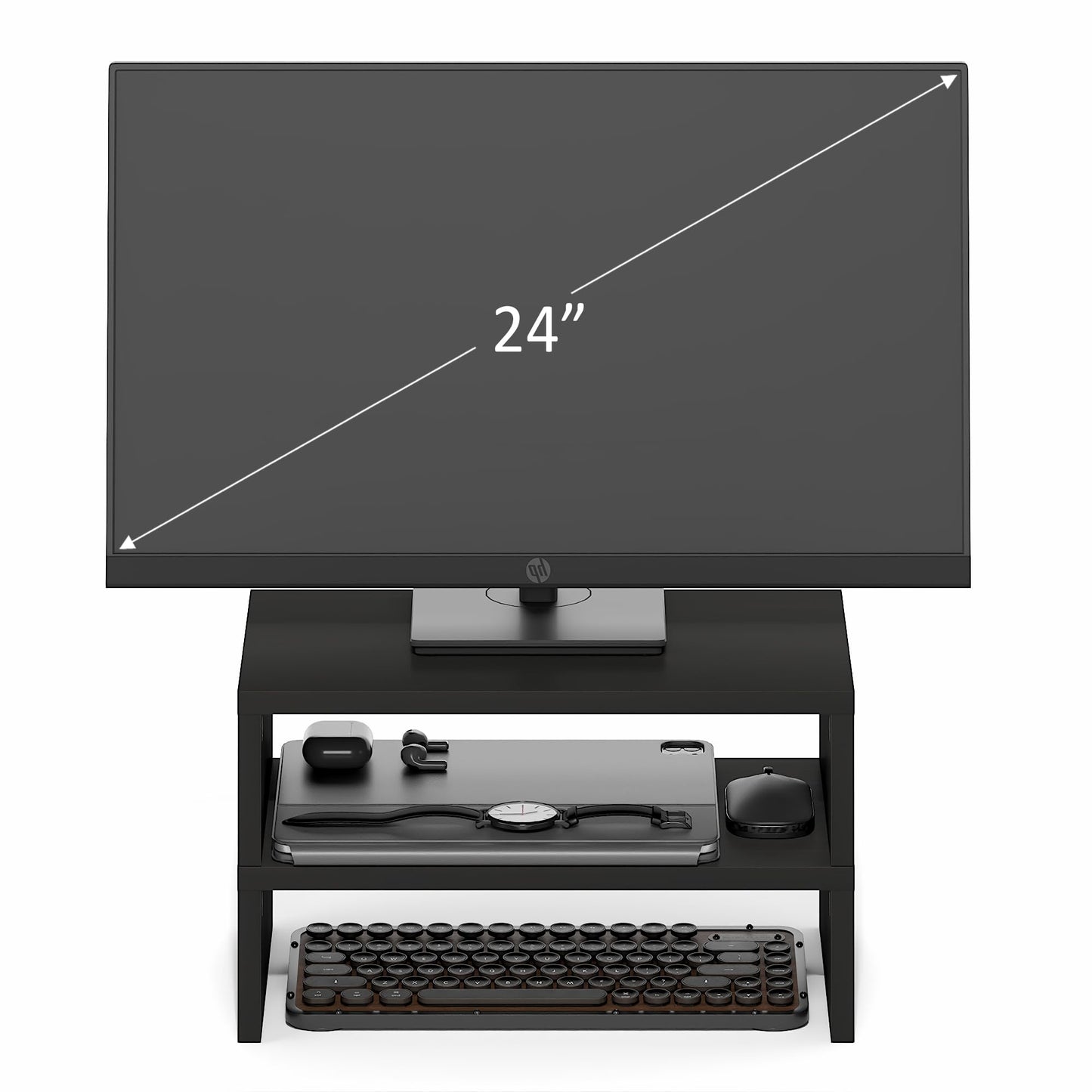 Furinno CLASSIC Monitor Stand Riser Set of 2, 15.7" Wide Dual Monitor Riser, Stackable Separable Laptop Stand for Desk, Desktop Organizers and Accessories, for Office Supplier, Espresso