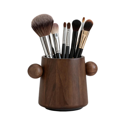 WOOTIDE Solid Wooden Black Walnut Pencil Holder for Desk, Rotating Pencil Box, Wood Pen Holder Cups for School Supplies Storage