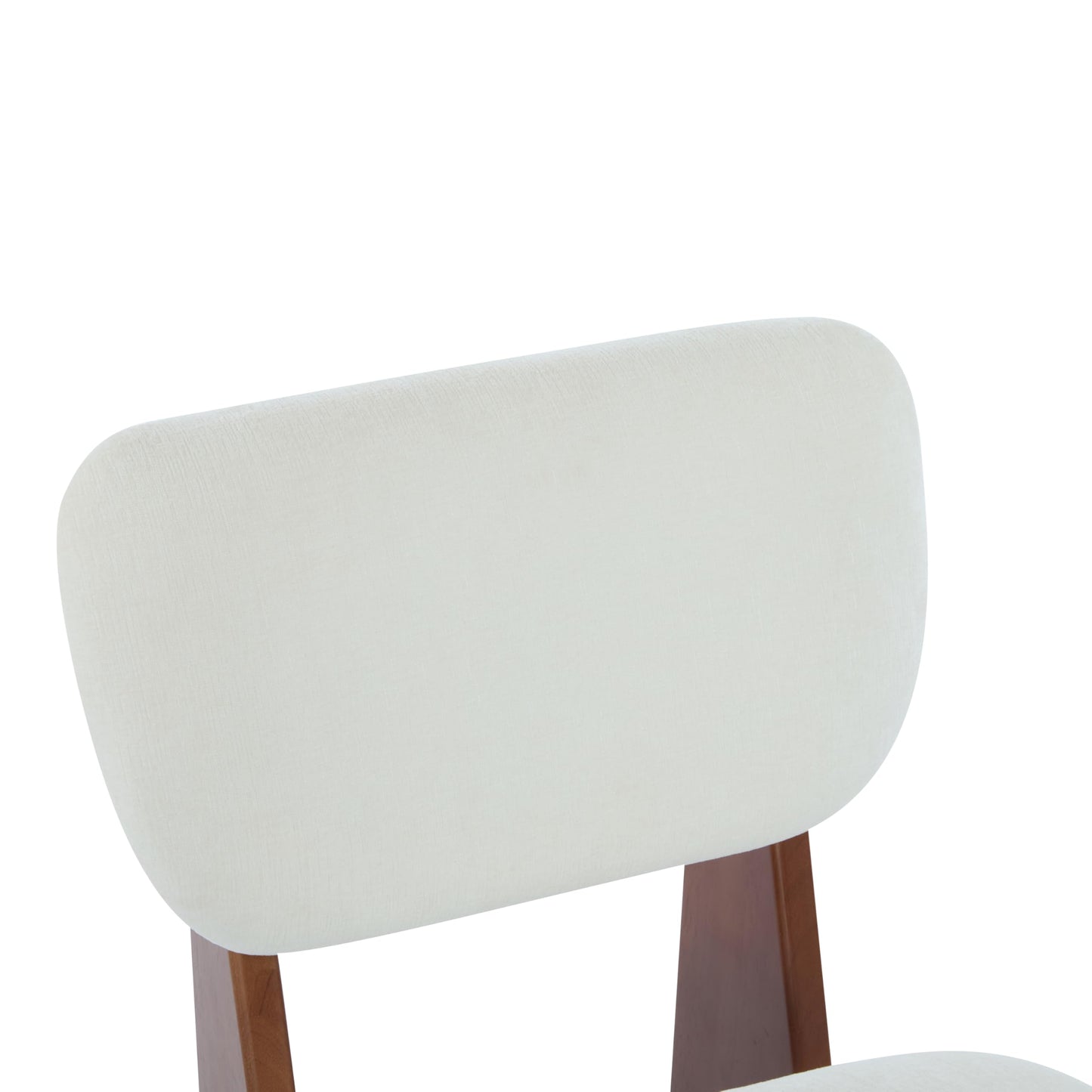 Christopher Knight Home Mores Low Profile Accent Chair Set of 2, Modern Living Room Armless Lounge Chair, Fabric Comfy Reading Chair for Bedroom, Wooden Frame and Thick Padded Seat, White+Walnut
