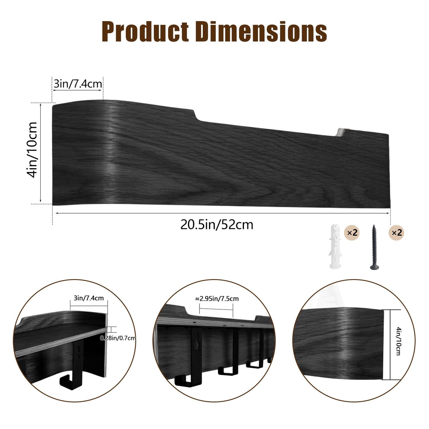 Nevsokio Coat Rack Wall Mount with Hidden Hooks, Wall Hooks with Shelf, Wall Key Holder Mount Wooden Shelf Entryway Hooks for Bedroom Bathroom for Hanging Coats Hats Bags Towels (Black, 5 Hooks)