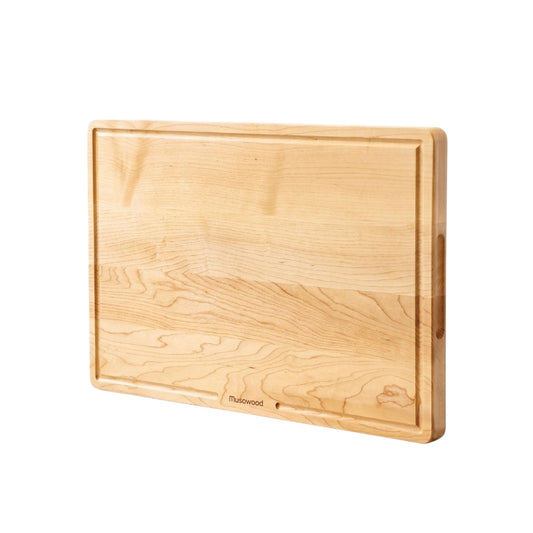 muso wood Maple Wood Cutting Board 18"x12" - 1" Thick, Wooden Kitchen Chopping Board with U-Shaped Juice Groove & Handle, Heavy Duty Cutting Board for Vegetables, Meat, Fruits