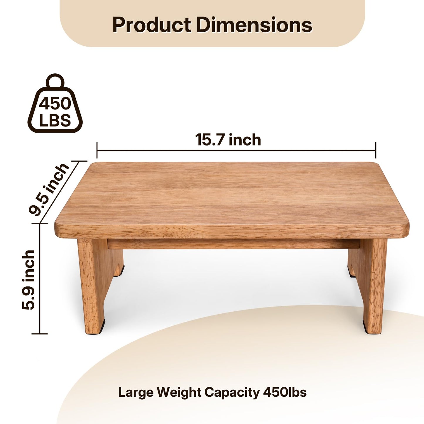 Jurath Wooden Step Stool Step Stool for Adults Heavy Duty Stepping Stool for Bedroom, Garden, Bathroom Easy to Assemble 5.9" High