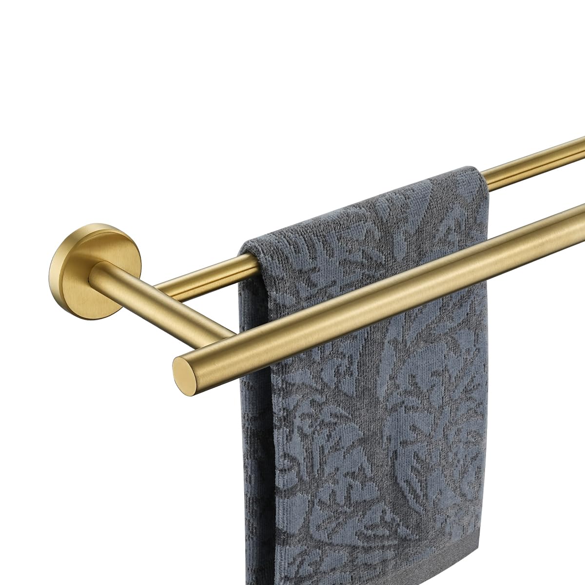 JQK Double Bath Towel Bar, Brushed Gold 33 Inch 304 Stainless Steel Thicken 0.8mm Towel Rack for Bathroom, Towel Holder Wall Mount, Useable Length 30 Inch, TB100L30-BG