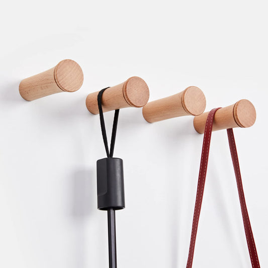 HomeDo 8Pack Wood Wall Hooks Hat Rack, Wooden Coat Hooks Wall Mounted, Decorative Single Organizer Hat Hanger Towel Rack, Heavy Duty Hooks (Beech-2inch-8Pack)