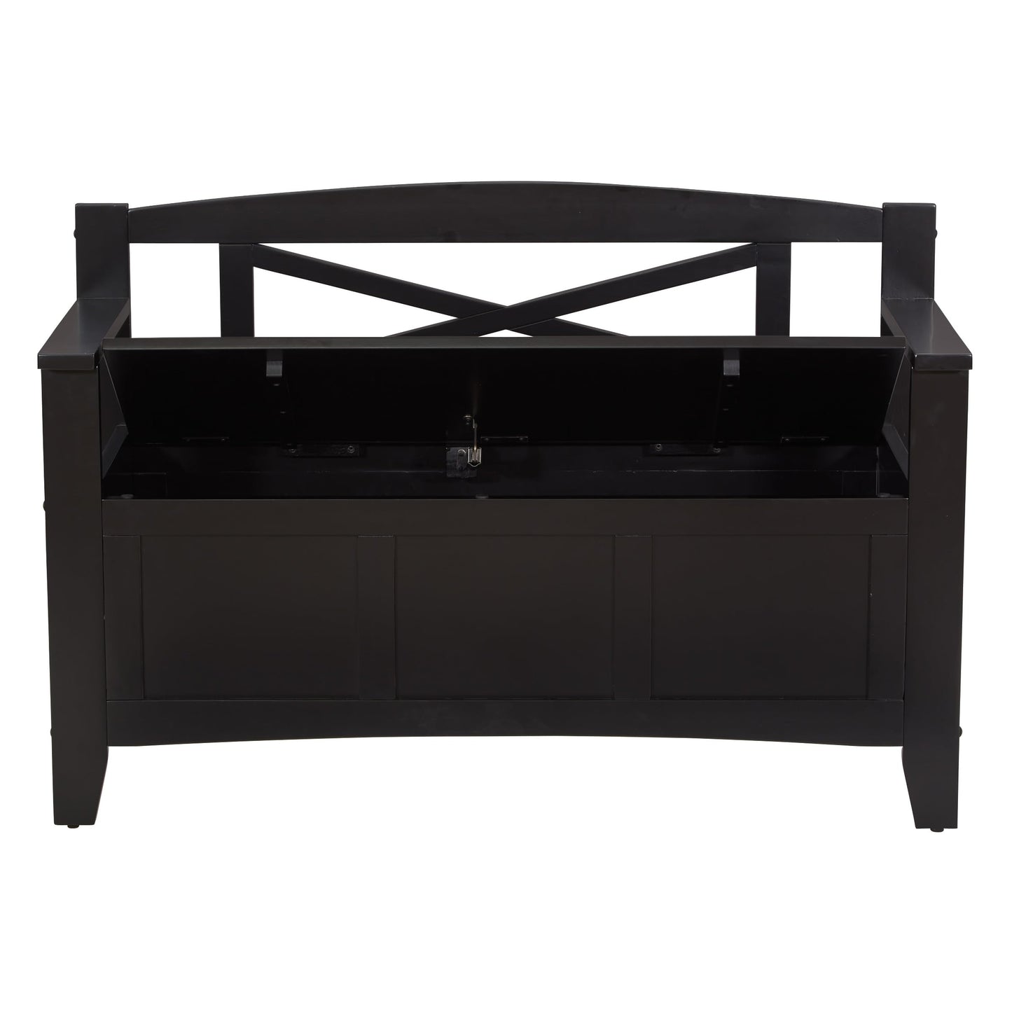 OSP Home Furnishings Metro X-Back Style Wood Entry Way Bench with Storage, Black finish