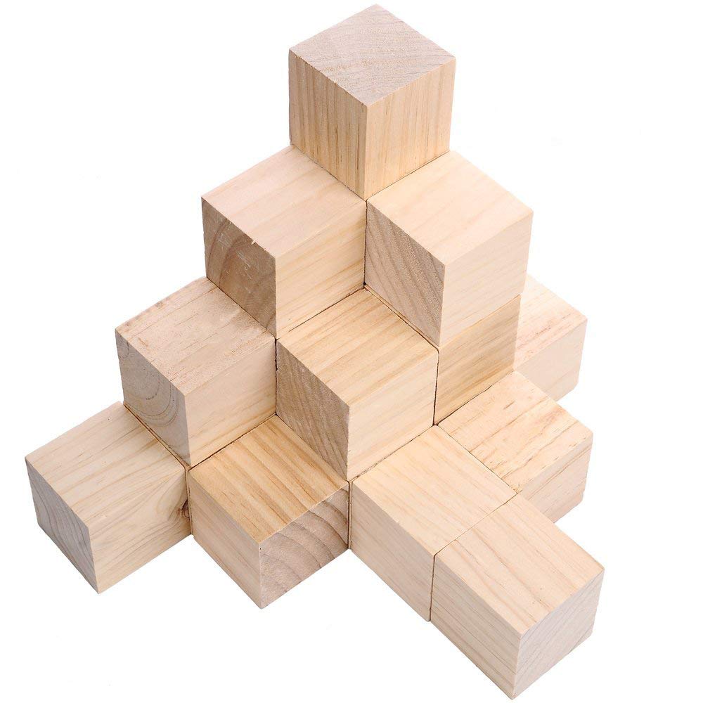 Supla 20pcs 2 inch Wooden Cubes Unfinished Wood Blocks for Wood Crafts, Wooden Cubes, Wood Blocks, Great for Baby Showers (20pcs)