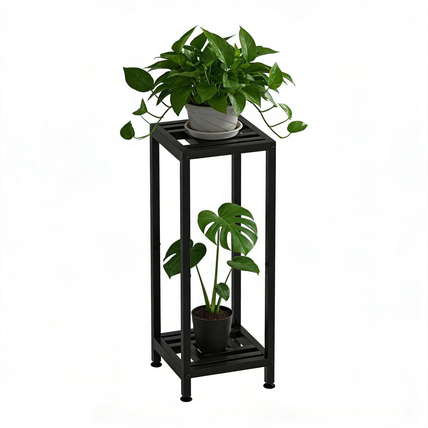 Umi.pzsy Metal Plant Stand, 2-Tier Indoor Outdoor Flower Pot Holder, 40*11.81*11.81 Inch, 230 lb Capacity, Adjustable Feet, Black (40*11.81*11.81 inches)