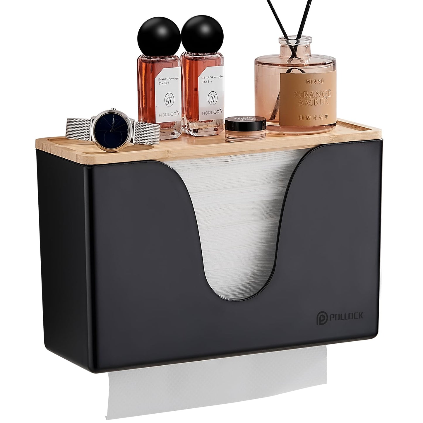 Wall Mount Paper Towel Dispenser with Lid, Commercial Hand Paper Towel Holder Dispenser for C-Fold Z-Fold Trifold Towel, Countertop Paper Towel Napkin Dispenser Box for Bathroom Kitchen Decor