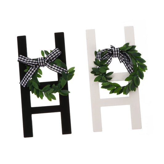 Homoyoyo 2pcs Decorative Wood Frame Small Ladder Decor Wood Ladder Farmhouse Ladder Decor Ladder Decoration with Wreath Wooden Step Ladder Rustic Ladder Sign Office Jewelry Towel Rack