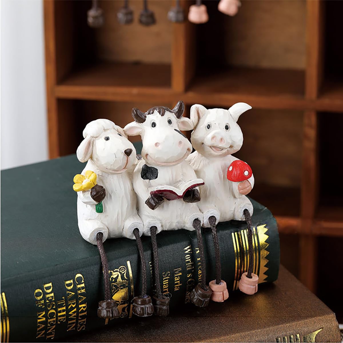 Semeid Cute Farm Animal Shelf Sitters with Dangling Legs