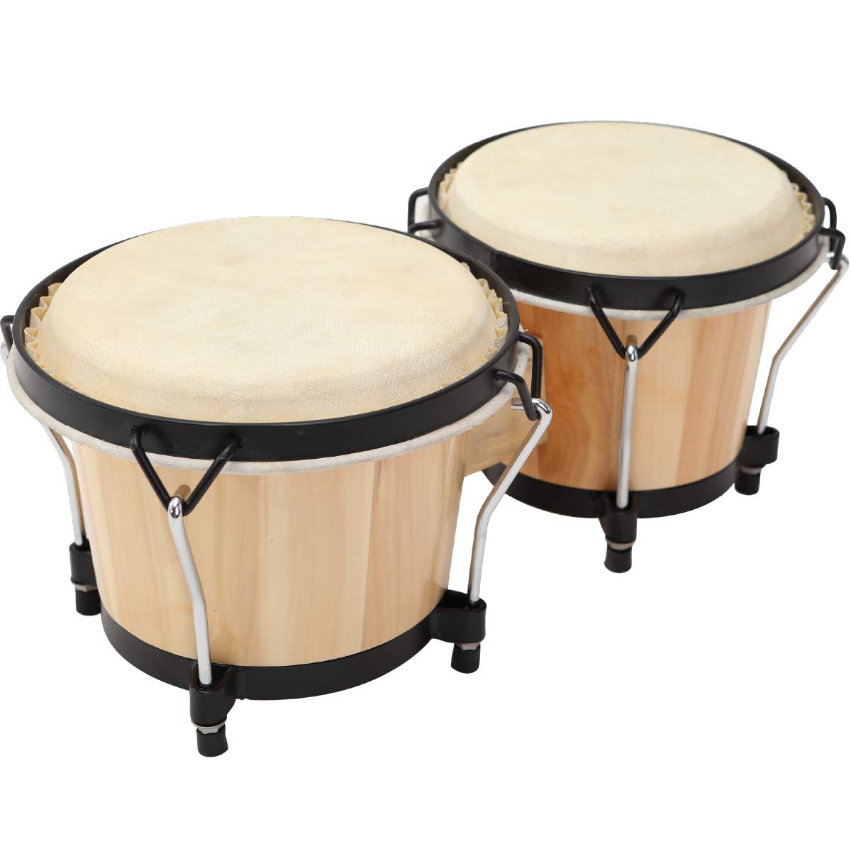 MUSICUBE Bongo Drum Set, 6” and 7” Percussion Instrument, Wooden and Metal Drum for Adult Kids Beginners Professionals with Tuning Wrench