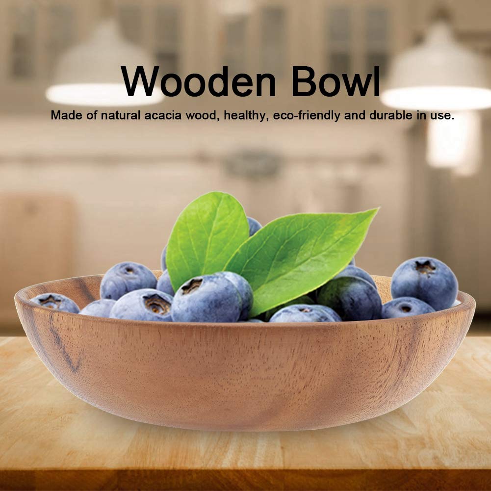 Miskall Wood Serving Bowls, 7.9 Inch Handcrafted Wooden Individual Bowls for Food/Soup/Salad/Pasta, Use as Snack Holder Plate for Kitchen and Dining